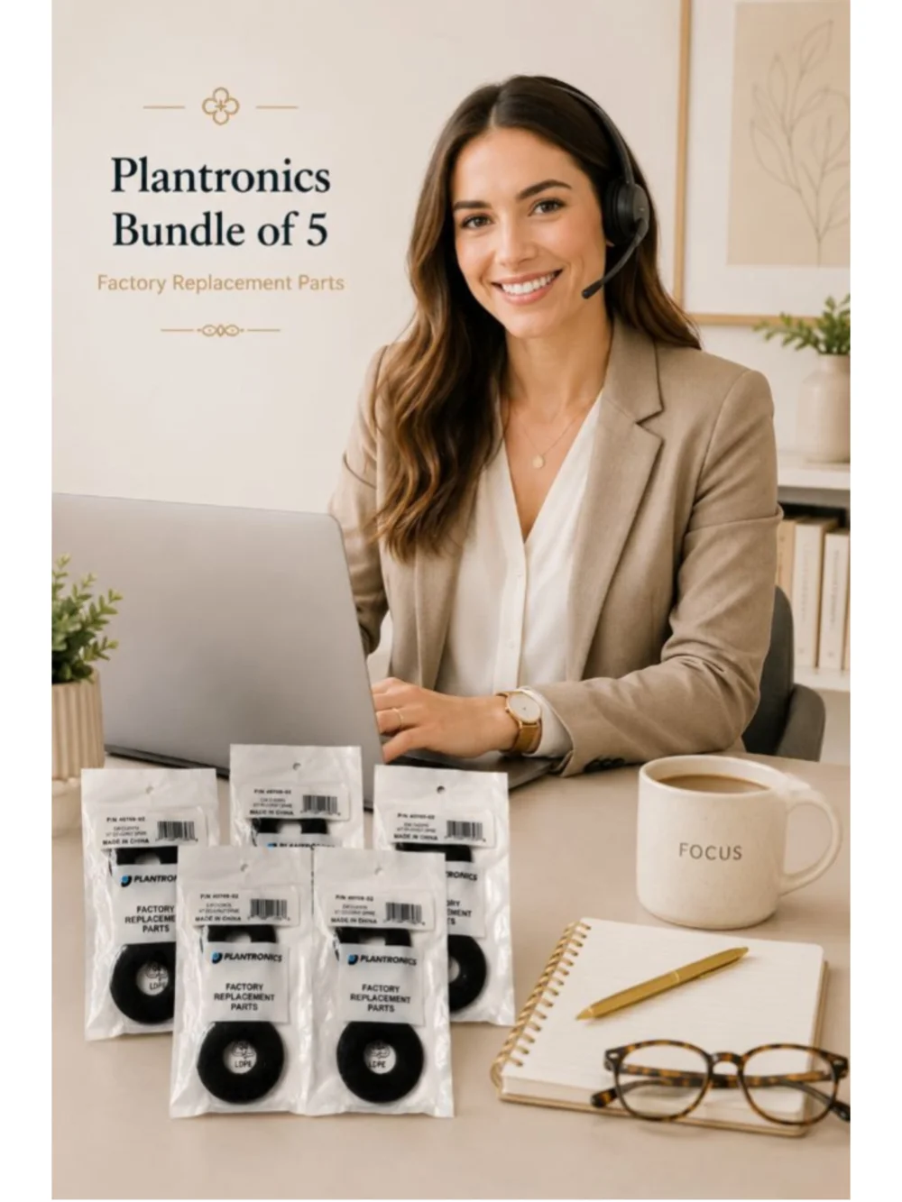 Plantronics 40709-02 Ear Cushion Replacement Kit Bundle of 5 New OEM Headset